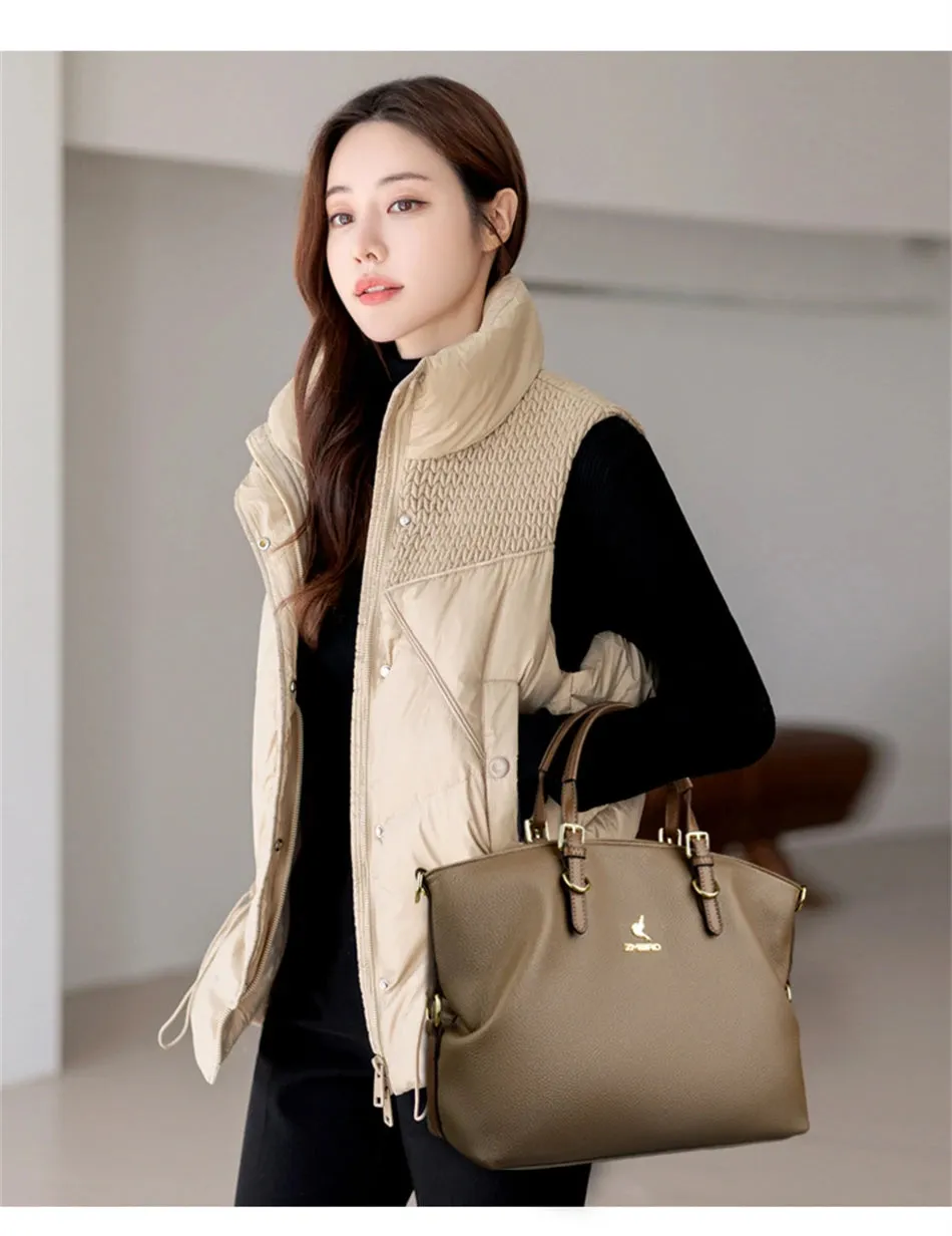 PU leather solid colour shoulder Bags