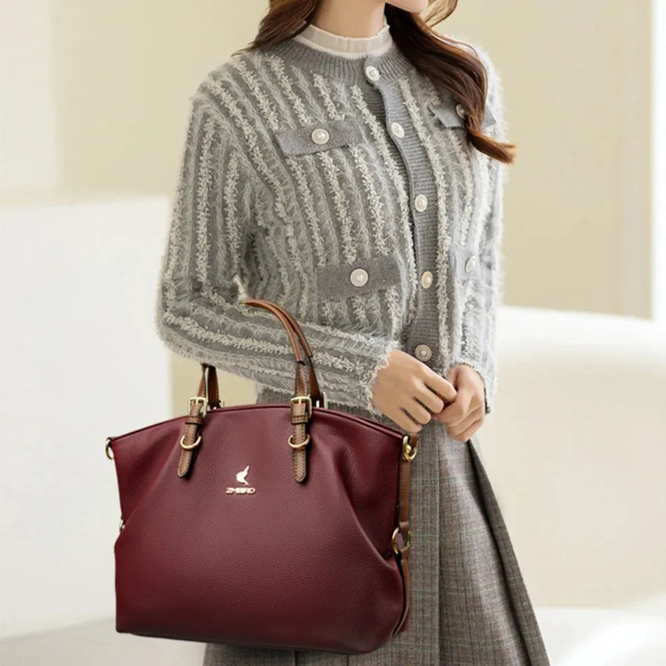 PU leather solid colour shoulder Bags