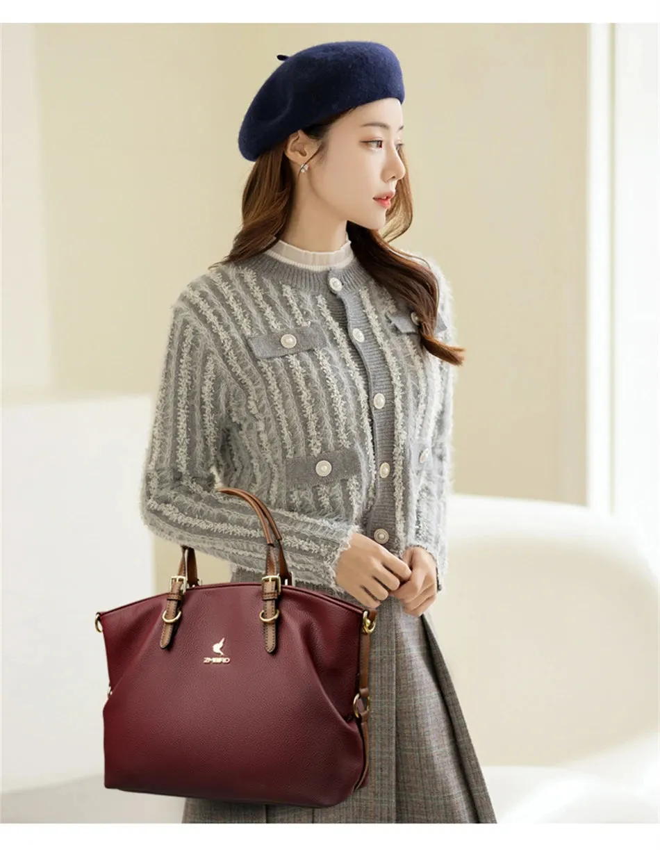 PU leather solid colour shoulder Bags