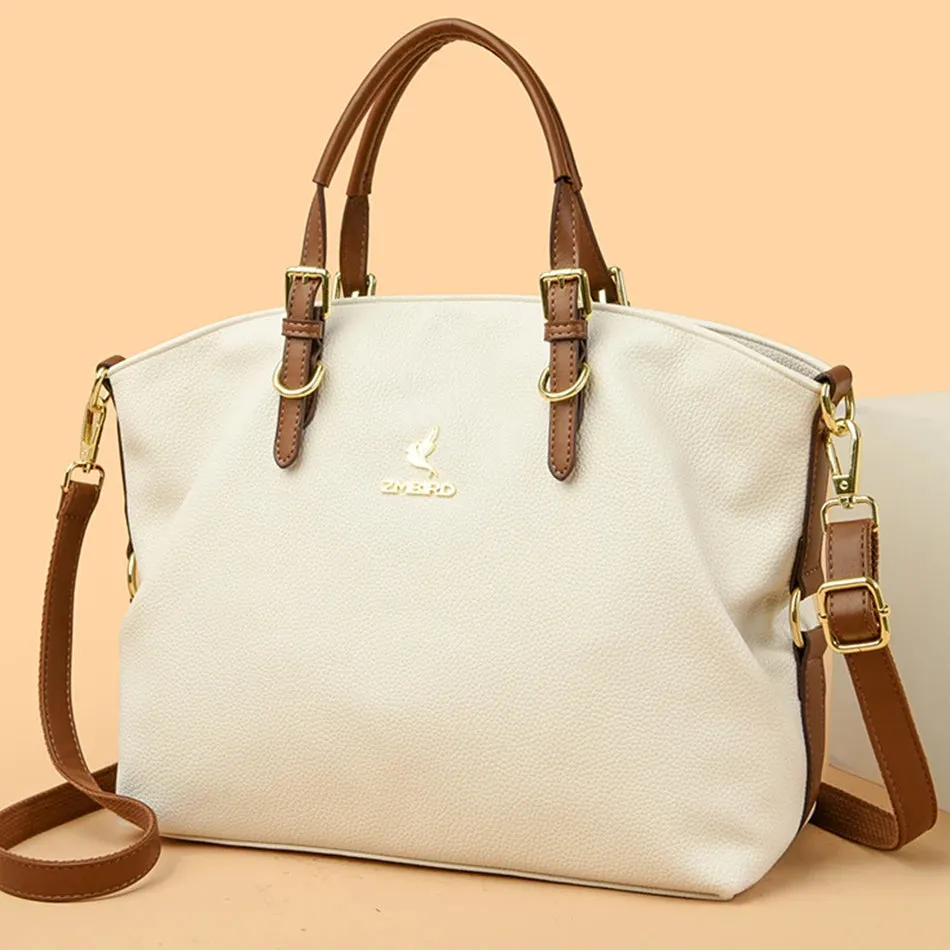 PU leather solid colour shoulder Bags