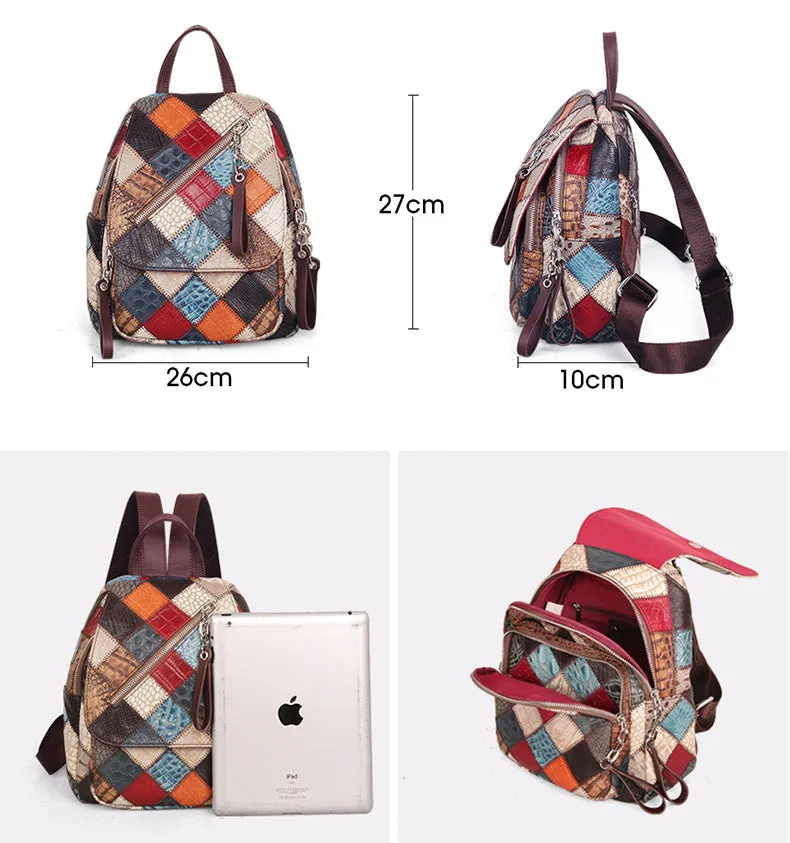 Small Ladies Boho Backpack Bag Leather Rucksack For Women