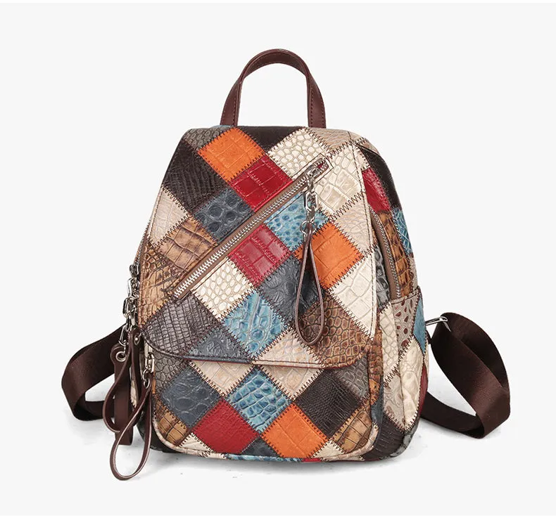 Small Ladies Boho Backpack Bag Leather Rucksack For Women