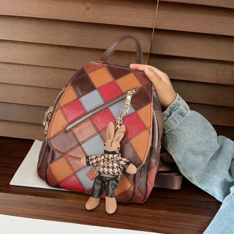 Small Ladies Boho Backpack Bag Leather Rucksack For Women