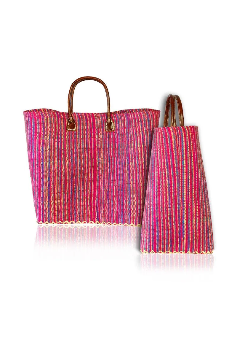 Striped Leather Tote Handbags