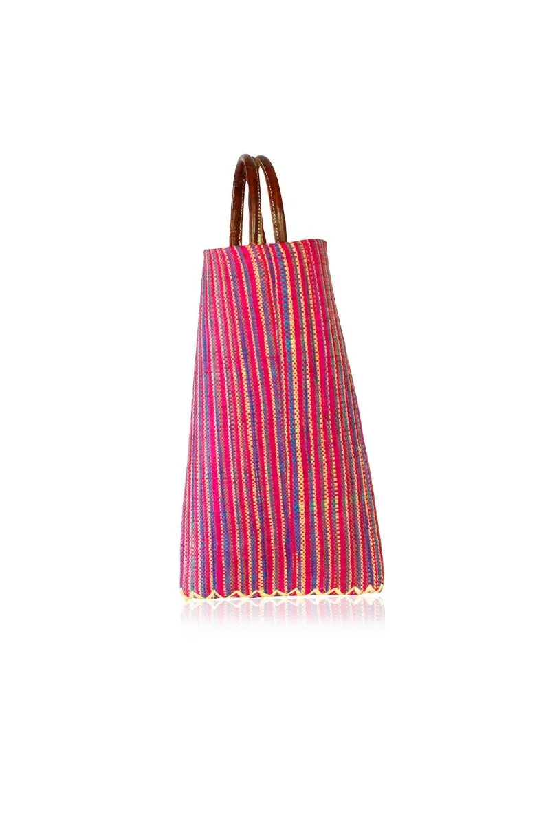 Striped Leather Tote Handbags