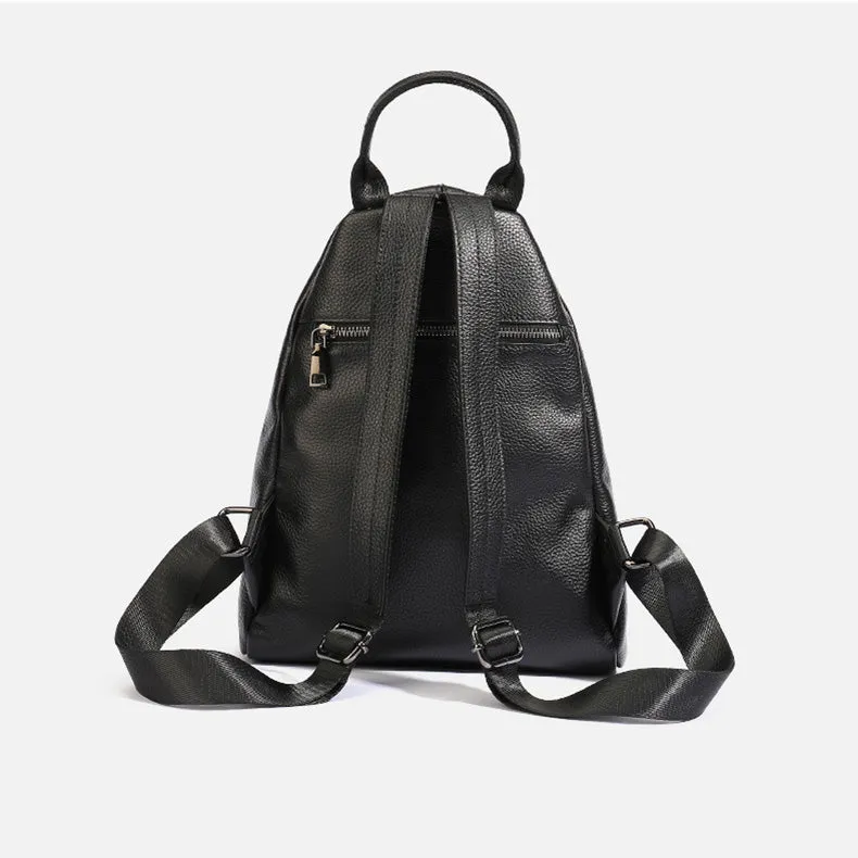 Stylish Womens Black Leather Backpack Bag Ladies Rucksack
