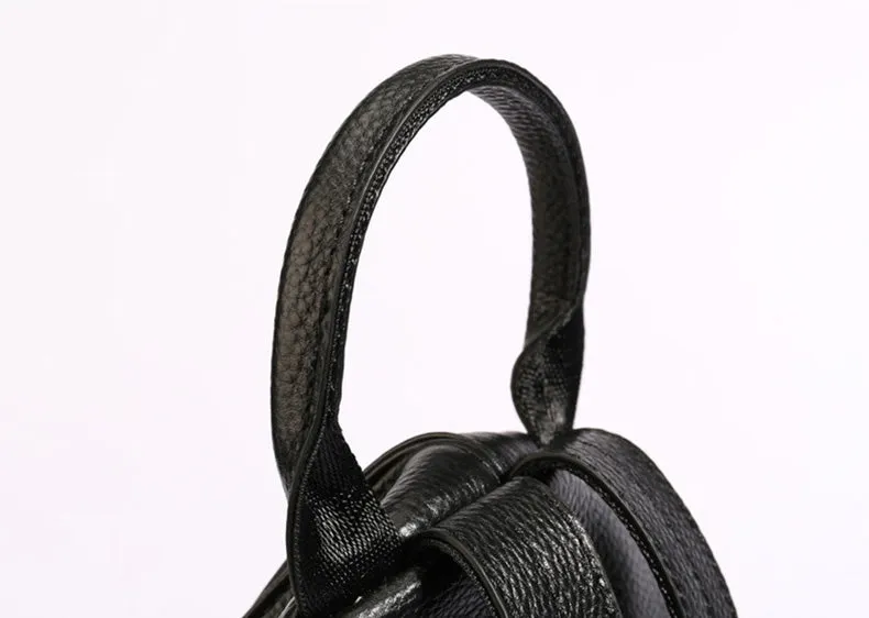 Stylish Womens Black Leather Backpack Bag Ladies Rucksack