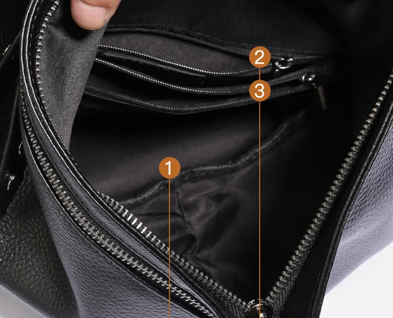 Stylish Womens Black Leather Backpack Bag Ladies Rucksack