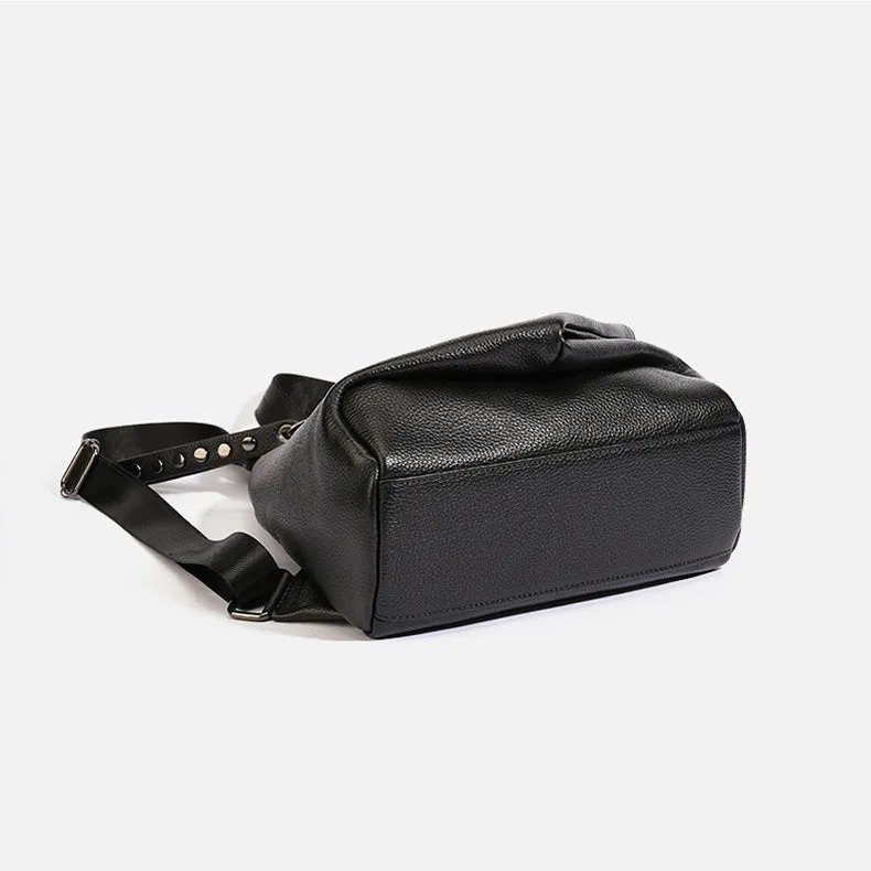 Stylish Womens Black Leather Backpack Bag Ladies Rucksack