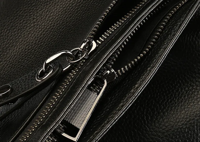 Stylish Womens Black Leather Backpack Bag Ladies Rucksack