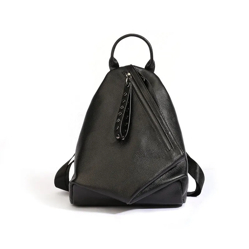 Stylish Womens Black Leather Backpack Bag Ladies Rucksack