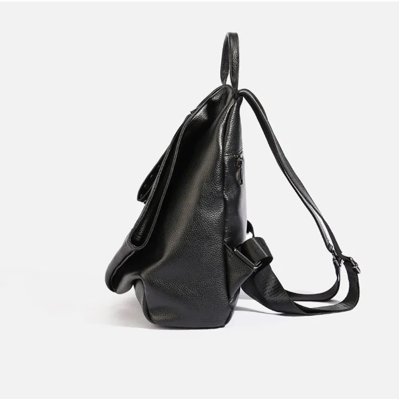 Stylish Womens Black Leather Backpack Bag Ladies Rucksack
