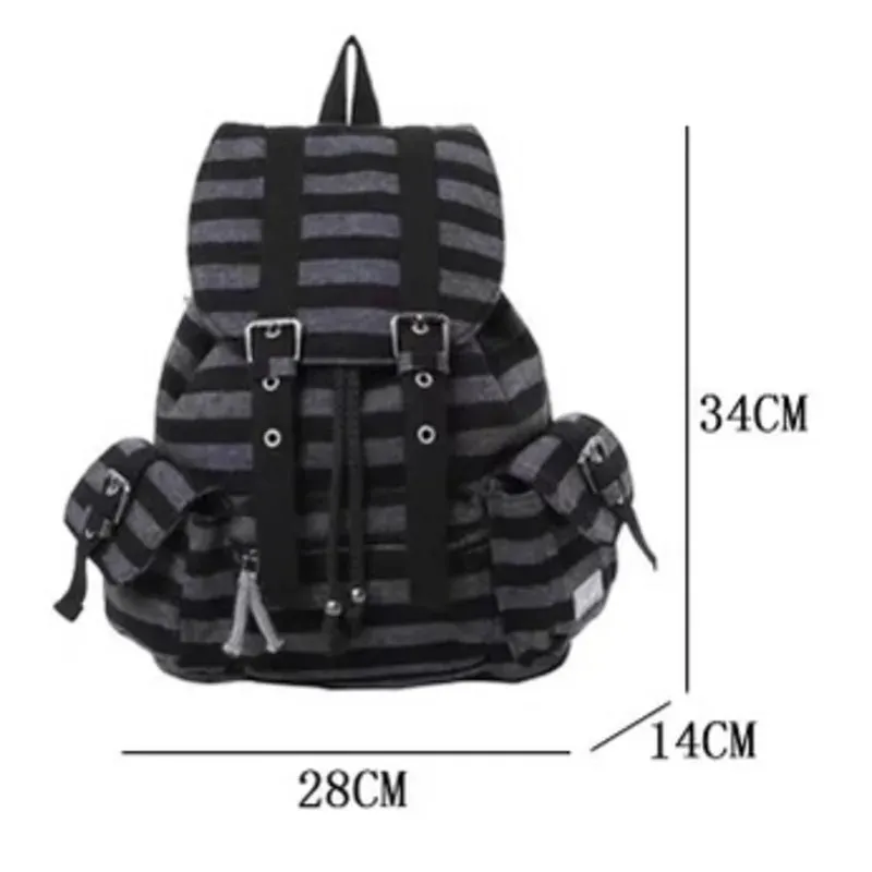 Uakiss New Striped Korean Casual Backpacks Drawstring Y2k College Student Bags Large Capacity Versatile Backpacks Women's Bags