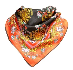 Versace Jeans Couture Fantasy Floral Print Black/Red Pure Silk Scarf