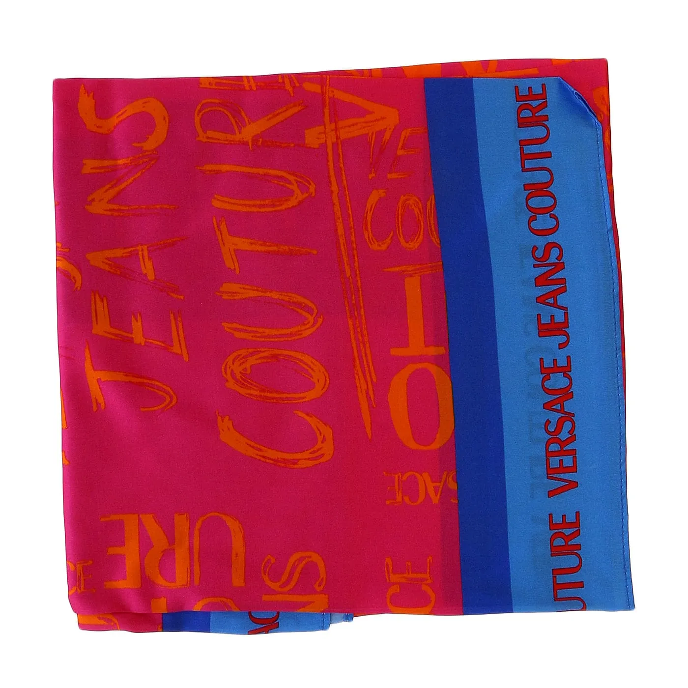 Versace Jeans Couture Hot Pink/Blue Signature Graffiti Print Medium Square Scarf