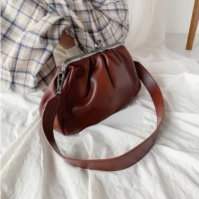 Vintage women Shoulder bags Kiss Lock Shell Crossbody Bags fow female Crossbody Bags Pu Leather Handbags Phone Purse bolsas